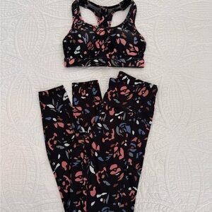 Floral Print Sports Bra and Leggings Set XS